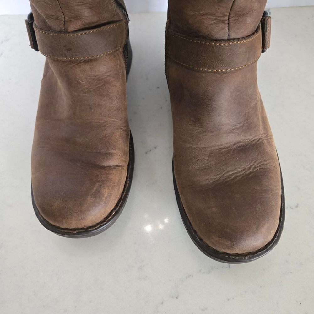 Women's Born Brown Leather Tawny Buckle Shearling Lined Midcalf Boots 8.5 EUC - Picture 2 of 10